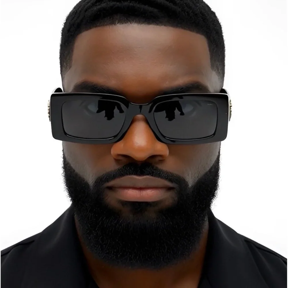 Men Sunglasses Square Dark Black Lens Cholo Style Hip Hop Street Gangster Lentes